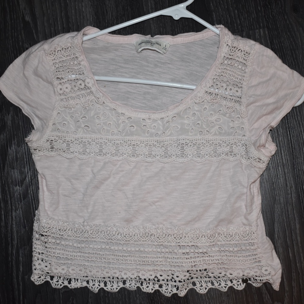 Baby Pink Lace/Crochet Crop Top